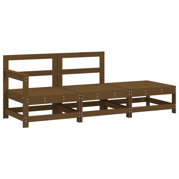 vidaXL Salon de jardin 3 Pièces marron miel bois de pin massif