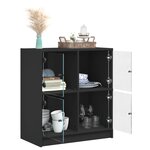 vidaXL Armoire latérale avec portes en verre noir 68x37x75 5 cm