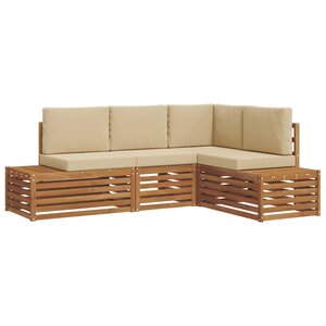 vidaXL Ensemble de canapés d'extérieur 4 Pièce Naturel et Beige