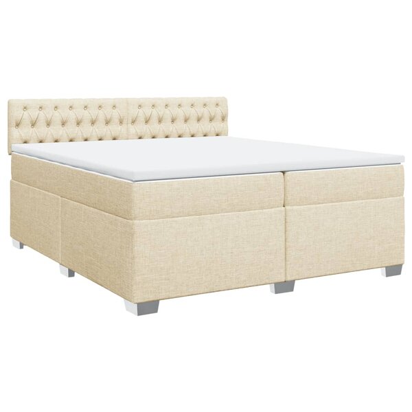 vidaXL Sommier à lattes de lit avec matelas Crème 200x200 cm Tissu