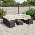 vidaXL Salon de jardin 10 Pièces avec coussins noir résine tressée