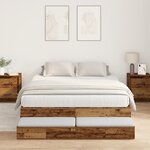 vidaXL Cadre de lit avec rangement vieux bois 160x200 cm