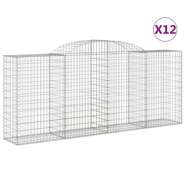 vidaXL Paniers à gabions arqués 12 Pièces 300x50x120/140 cm fer galvanisé