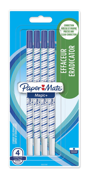 Paper Mate Magic+ - 4 Effaceurs réécriveurs - Pointe fine - sous blister