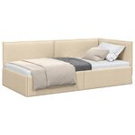 vidaXL Cadre de lit d'angle Crème 100 x 200 cm tissu