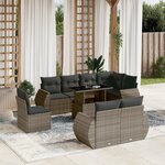 vidaXL Salon de jardin 9 Pièces avec coussins gris résine tressée