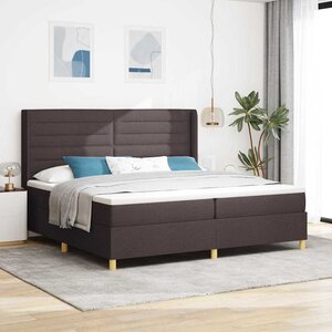 vidaXL Lit à ressorts avec matelas Marron foncé 200 x 200 cm tissu