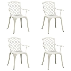 vidaXL Chaises de jardin lot de 4 Aluminium coulé Blanc