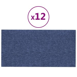 vidaXL Panneaux muraux 12 Pièces Bleu 60x30 cm Tissu 2 16 m²