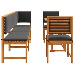 Ensemble de jardin 6 pièces en bois d'acacia avec coussins