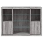 vidaXL Buffets avec lumières LED 3 Pièces sonoma gris bois d'ingénierie