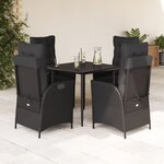 vidaXL Ensemble à manger de jardin coussins 5Pièces Noir Résine tressée