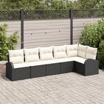 vidaXL Ensemble de canapé de jardin 6 pièces avec coussins noir poly rotin