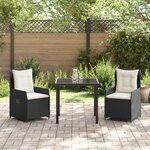 vidaXL Ensemble de salle à manger de jardin 3 pièces Noir Poly Rotin