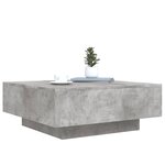 vidaXL Table basse avec lumières LED gris béton 80x80x31 cm