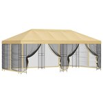 vidaXL Gazebo avec murs latéraux 6 x 3 m Crème Polyester et Acier