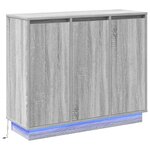 Buffet vidaXL gris Sonoma 90x32x75 cm avec LED en bois d'ingénierie