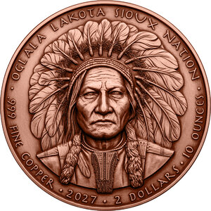 Monnaie SITTING BULL 10 Oz Cuivre 1$ Sioux Nation 2027 (PRÉCOMMANDE)