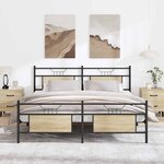 vidaXL Cadre de lit en métal sans matelas chêne sonoma 180x200 cm