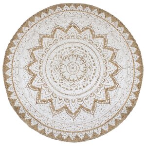 vidaXL Tapis de sol Jute tressée imprimée 180 cm Rond