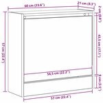 vidaXL Armoire à chaussures avec porte chêne artisanal 60 x 21 x 57 cm