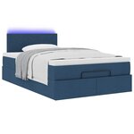 vidaXL Lit ottoman avec matelas et LED Bleu 120x200 cm Tissu