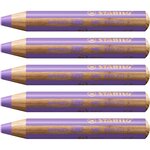Crayon multi-talents woody 3en1  rond  mauve pastel x 5 STABILO