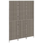vidaXL Paravent 3 Panneaux Pliable Gris 147x180 cm Rattan Poly