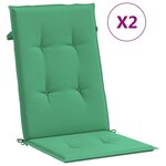 vidaXL Coussins de chaise de jardin à dossier haut lot de 2 vert tissu