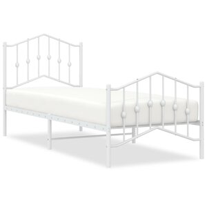vidaXL Cadre de lit métal sans matelas avec pied de lit blanc 90x200cm