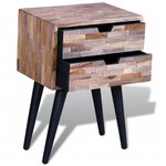 vidaXL Table de chevet avec 2 tiroirs Bois de teck recyclé