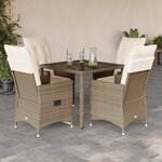 vidaXL Ensemble à manger de jardin avec coussins 5Pièces Beige poly rotin