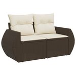 vidaXL Salon de jardin 8 Pièces avec coussins marron résine tressée