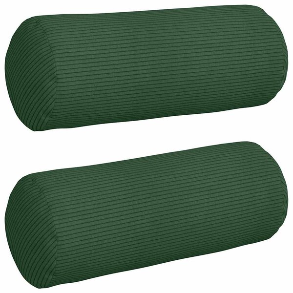 vidaXL Coussins d'accent 2 Pièces Vert foncé Ø 15 x 40 cm
