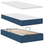 vidaXL Lit de rangement LED avec matelas Bleu 200 x 200 cm Tissu
