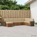 vidaXL Ensemble de canapés d'extérieur 8 pc Naturel et Beige