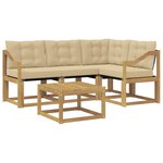 vidaXL Ensemble de canapés d'extérieur 5 Pièces Blanc et Beige