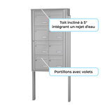 Bloc collectif Leabox  2x4  grade 3  simple face  Extérieur  fixation sur pieds à sceller  Gris clair RAL 7035 finition brillante