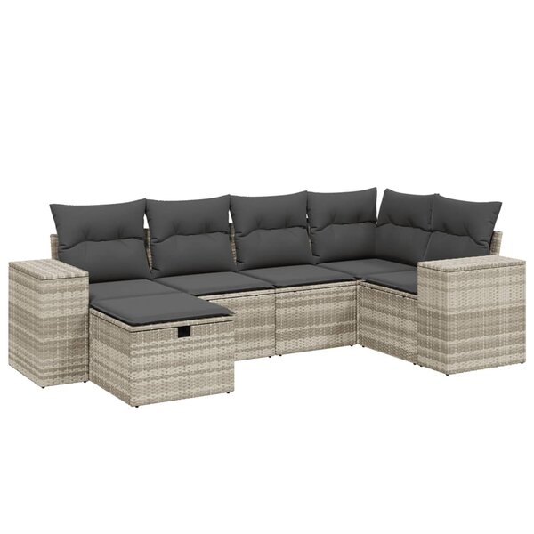 vidaXL Salon de jardin 6 Pièces avec coussins gris clair résine tressée