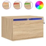vidaXL Table de chevet murale avec lumières LED chêne sonoma