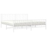 vidaXL Cadre de lit métal sans matelas et pied de lit blanc 200x200 cm