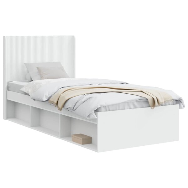 vidaXL Cadre de lit avec rangement et tête de lit Blanc 90 x 200 cm