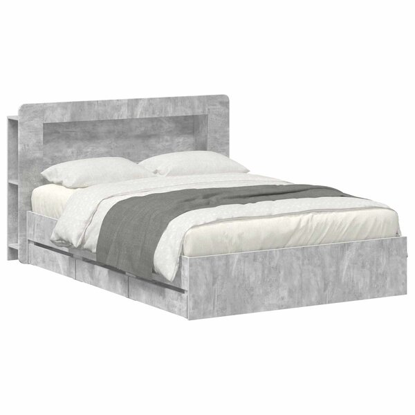 vidaXL Cadre de lit avec rangement Gris béton 150 x 200 cm