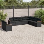 vidaXL Salon de jardin 10 Pièces avec coussins noir résine tressée