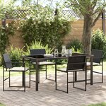 vidaXL Ensemble de Salle à Manger de Jardin 5 Pièces avec Coussins Noir Rotin Synthétique
