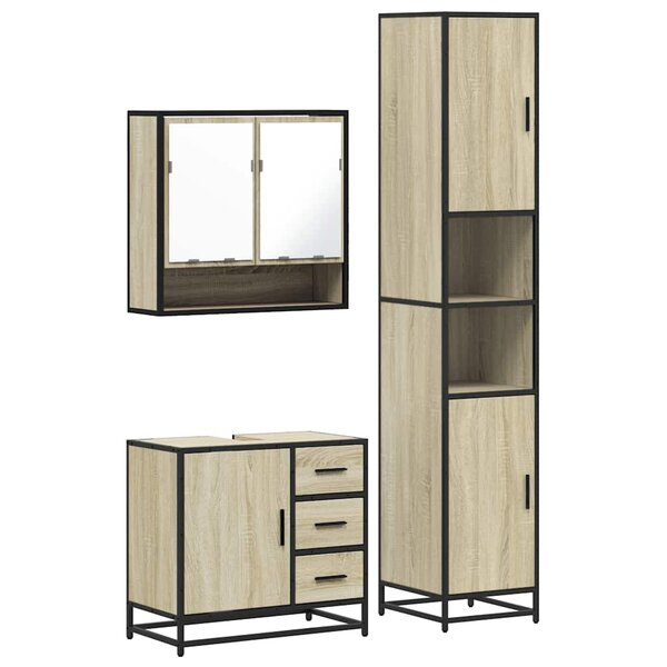 vidaXL Ensemble de meubles de salle de bain 3 Pièces chêne sonoma
