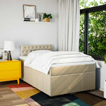 vidaXL Sommier à lattes de lit avec matelas Crème 120x200 cm Tissu