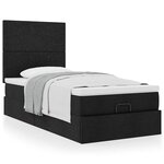 vidaXL Cadre de lit ottoman avec matelas noir 80x200 cm tissu