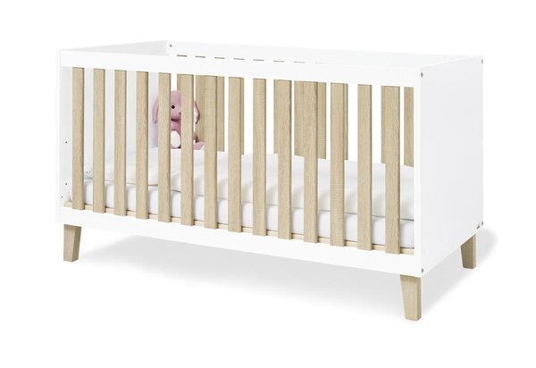 Lit bébé évolutif Lumi  70 x 140 cm  Blanc et chêne