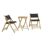 vidaXL Ensemble de bistro pliante 3 Pièces et coussins gris foncé bambou